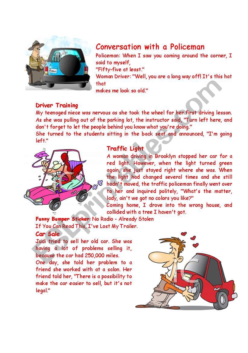 Drivers Jokes worksheet