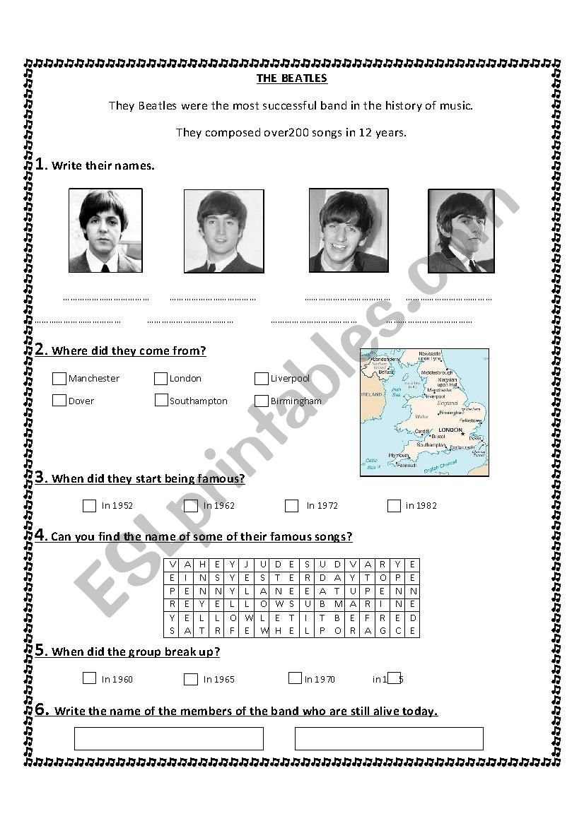 The Beatles worksheet