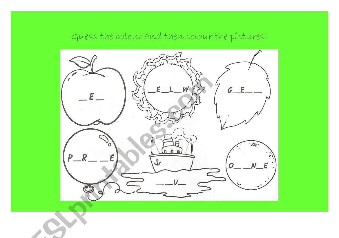 Guess the colour worksheet