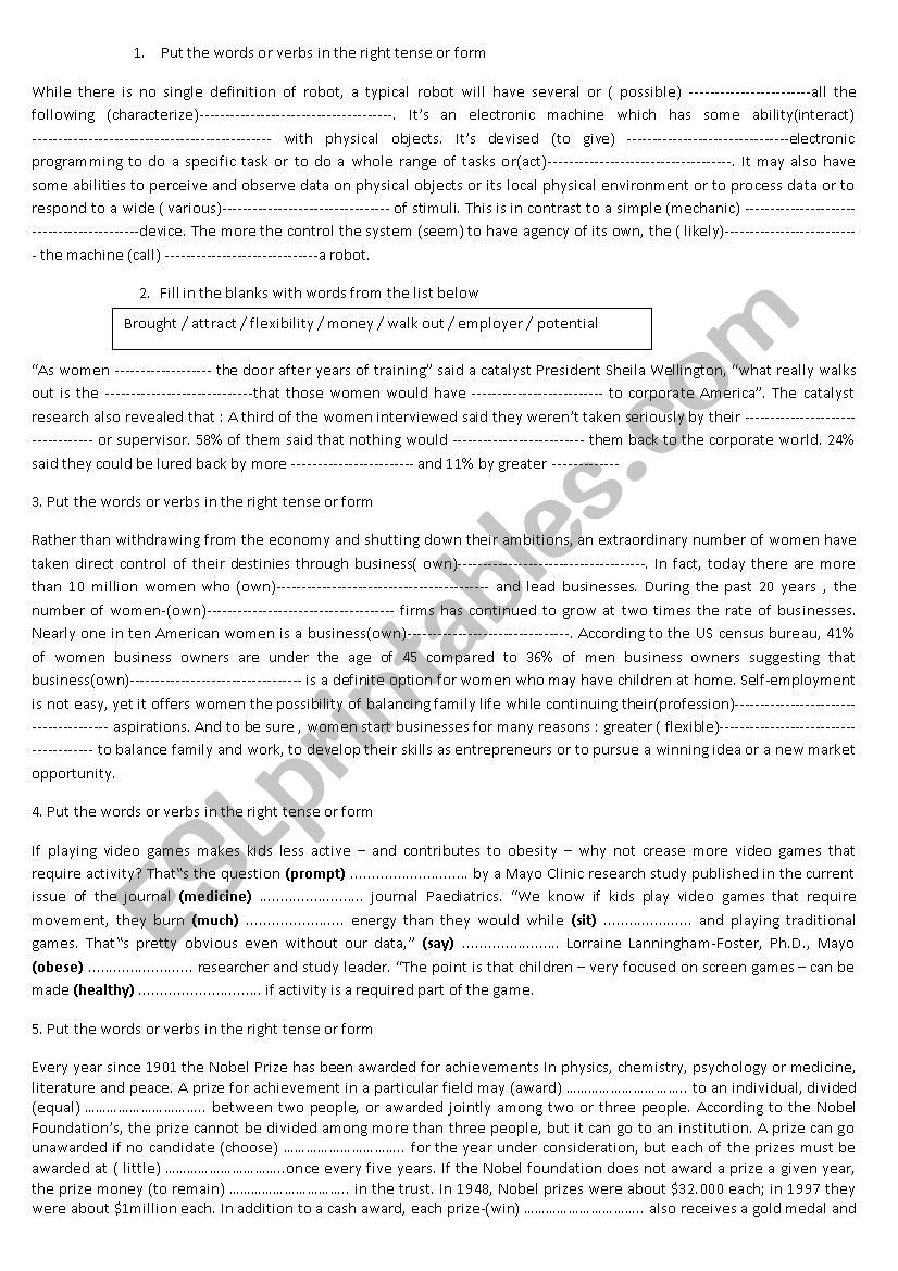 review bac  worksheet