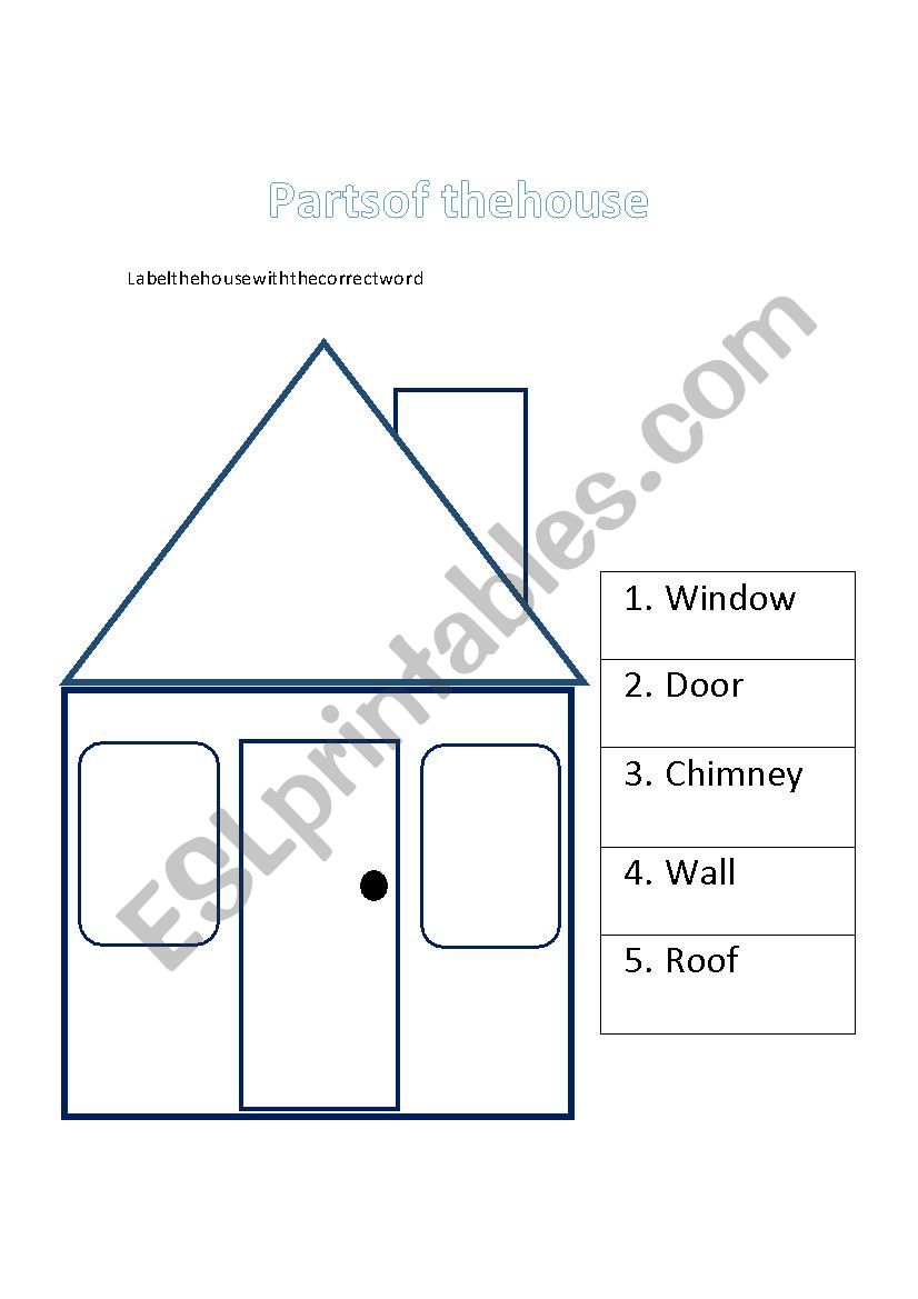 Parts of the house worksheet