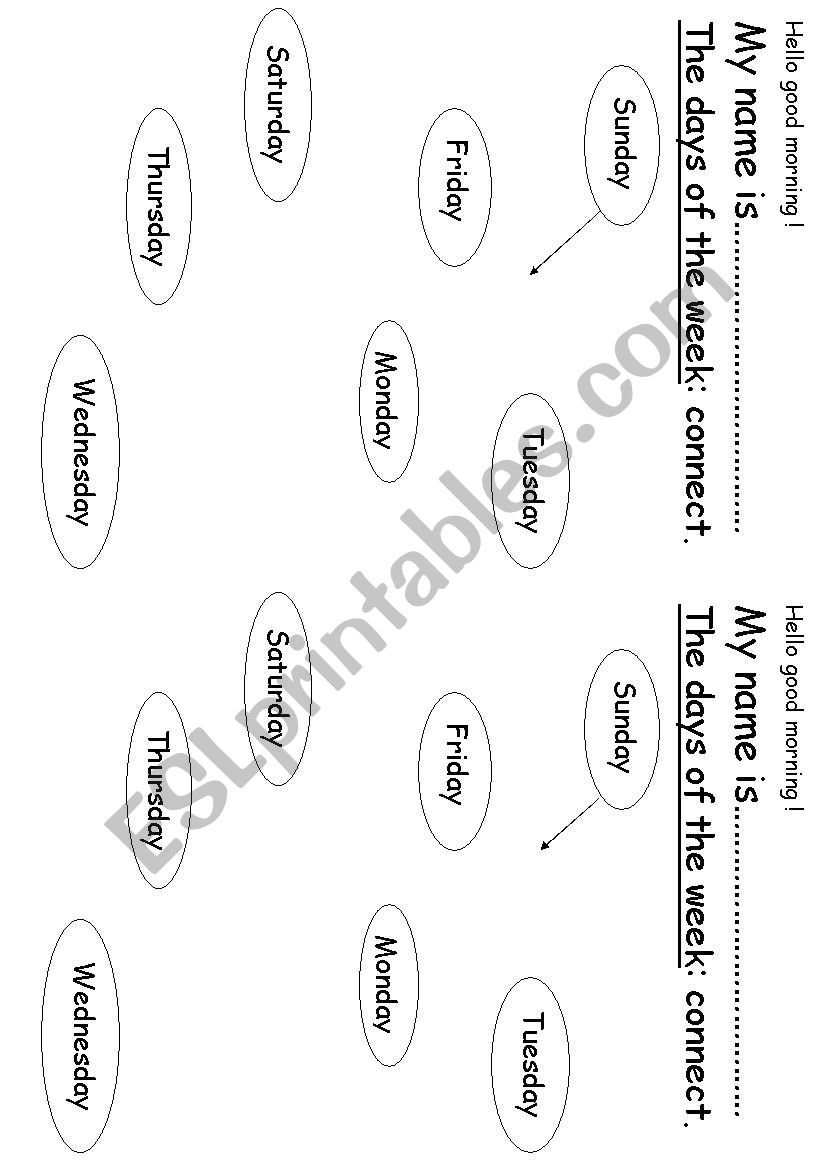 Days of the week worksheet