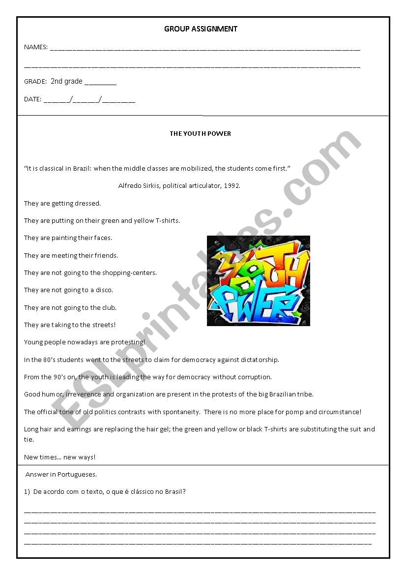 Youth Power worksheet