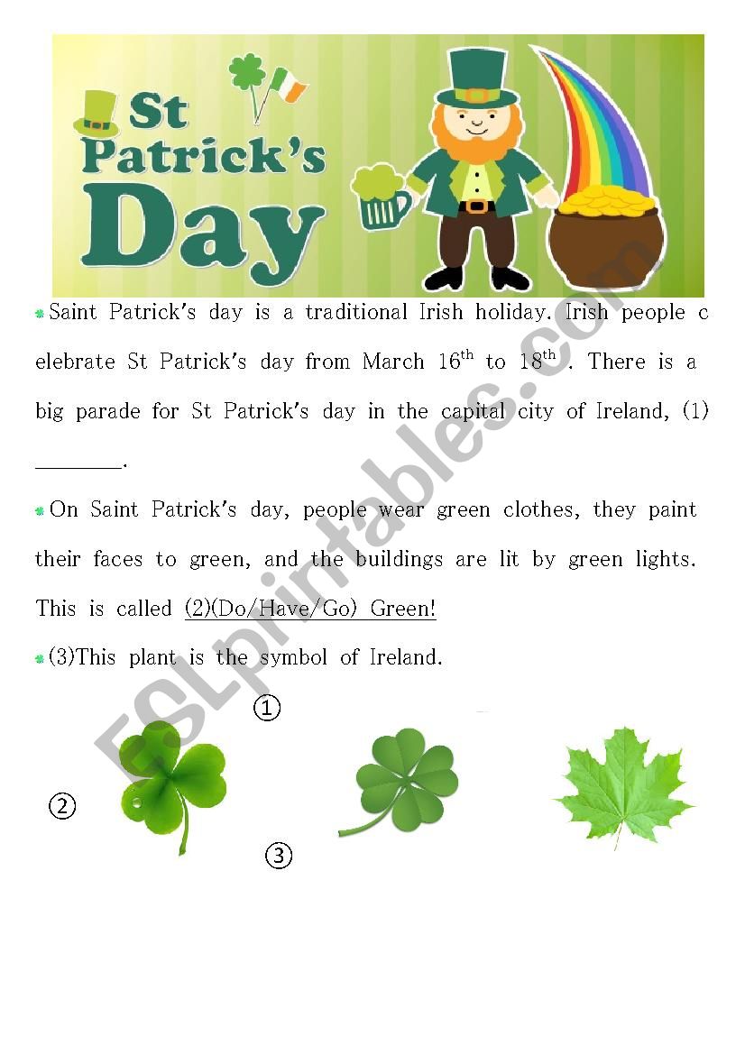 St.Patrick´s Day Quiz ESL worksheet by imajsud2