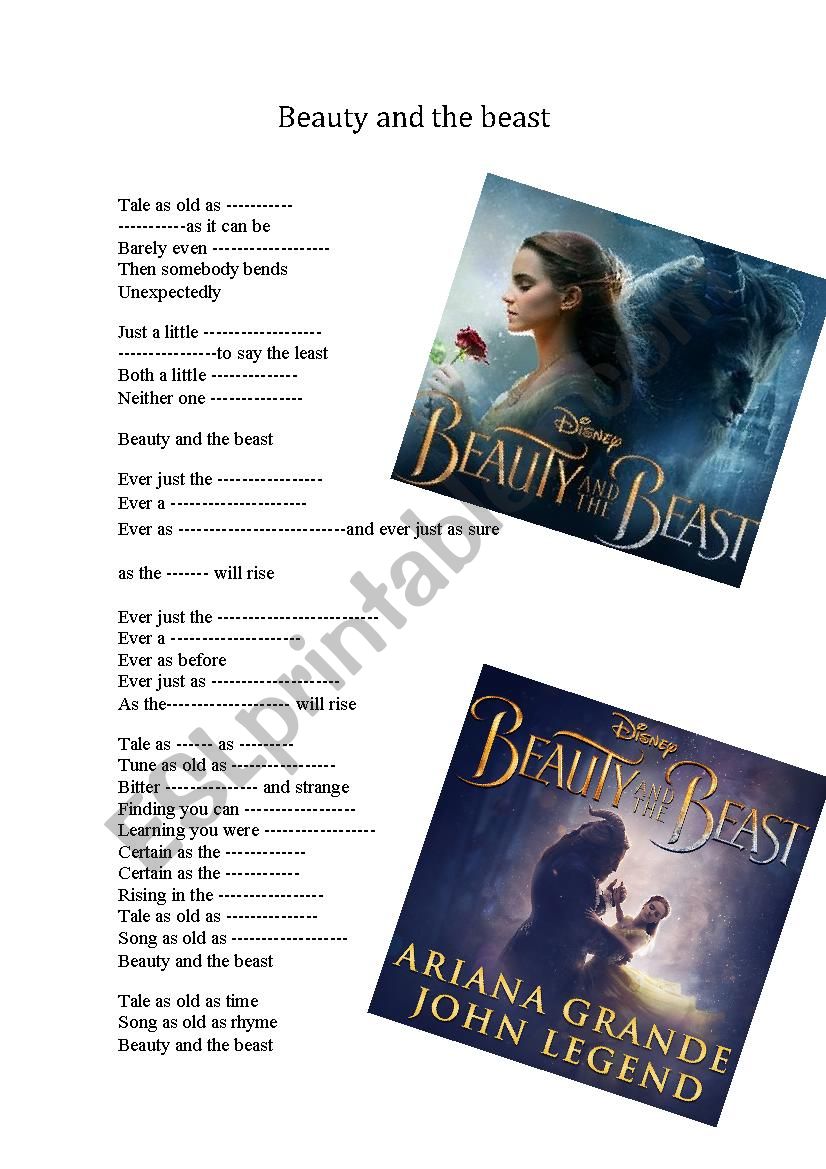 Beauty and the beast  worksheet