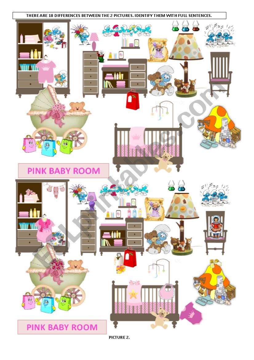 Game of the differences - 4 - pink nursery