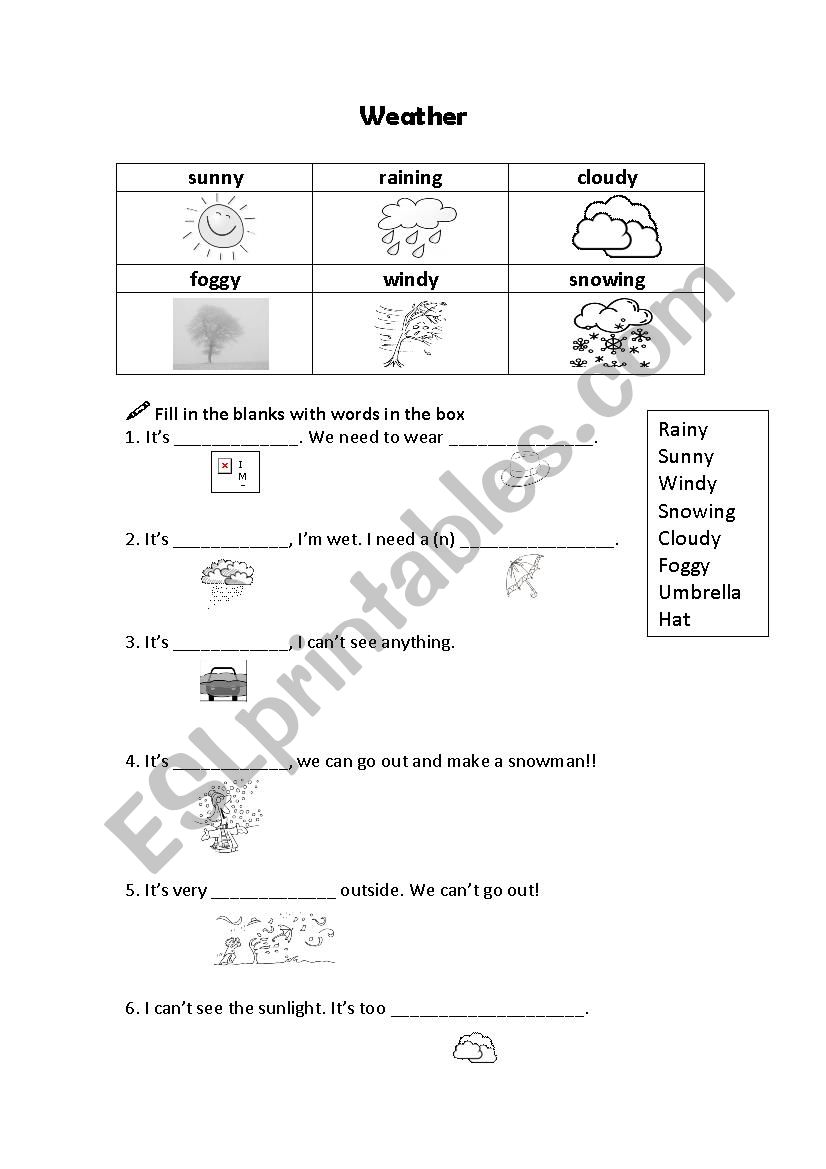 Weather worksheet worksheet