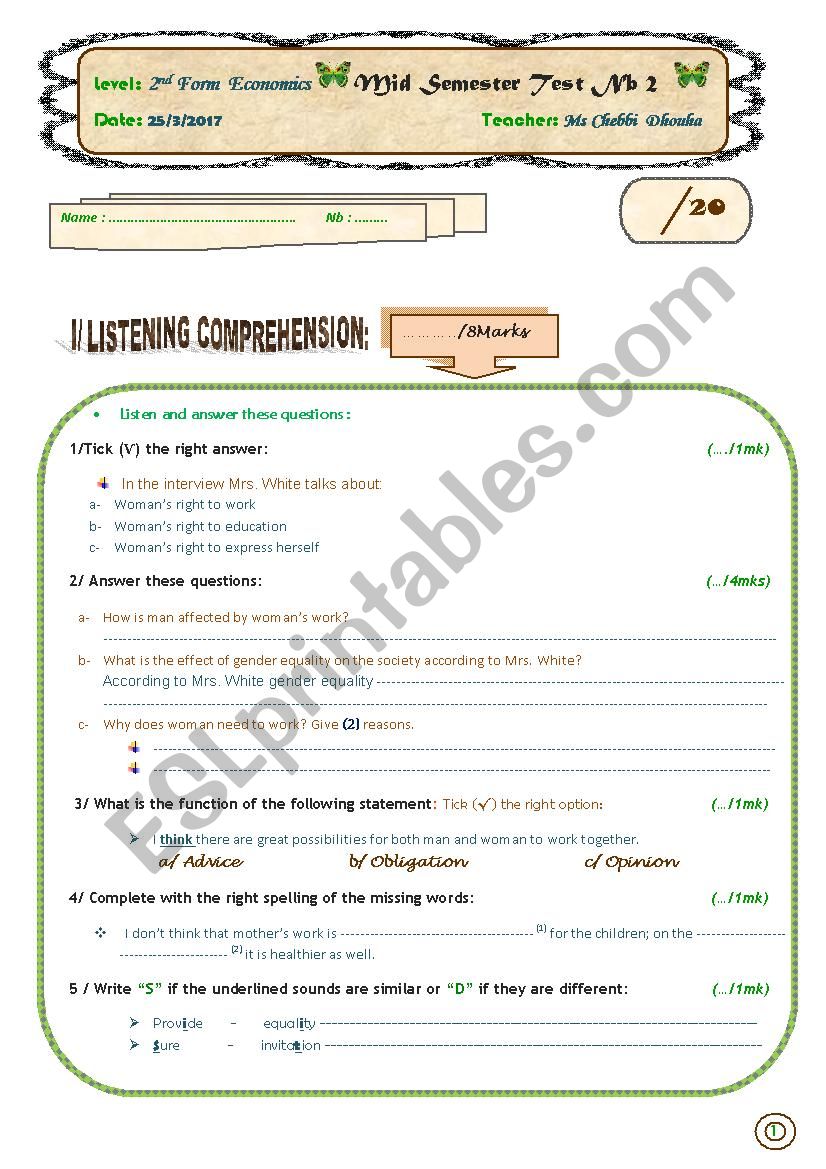 2nd semester test n2 worksheet