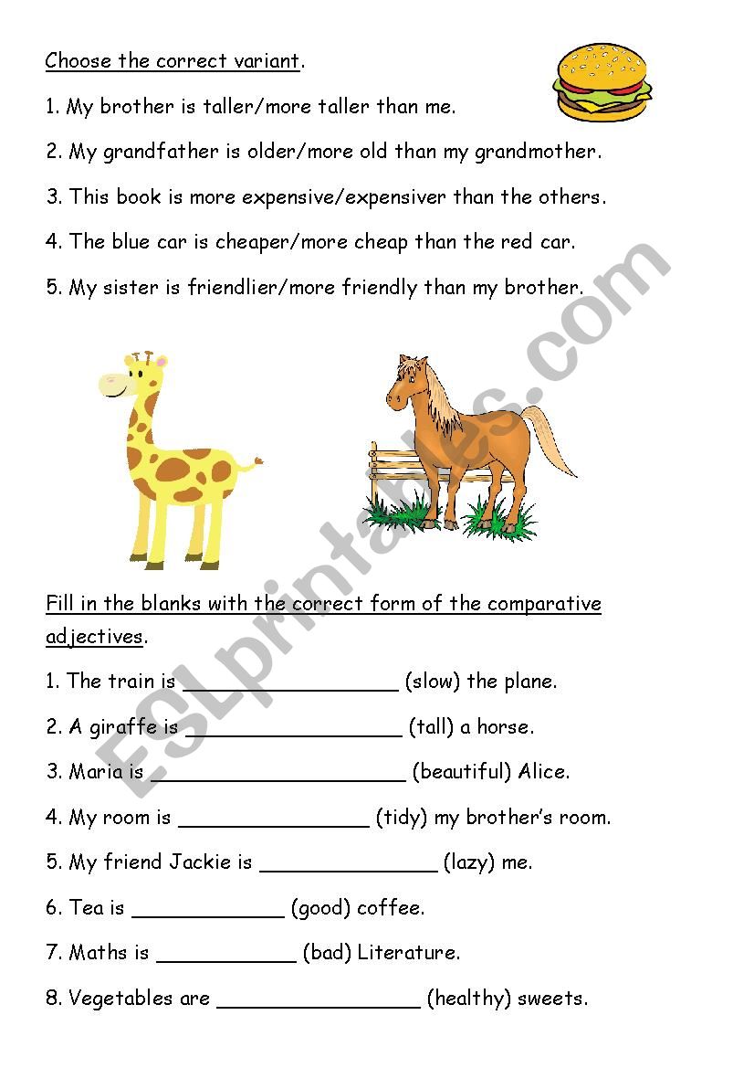 Comparatives worksheet worksheet