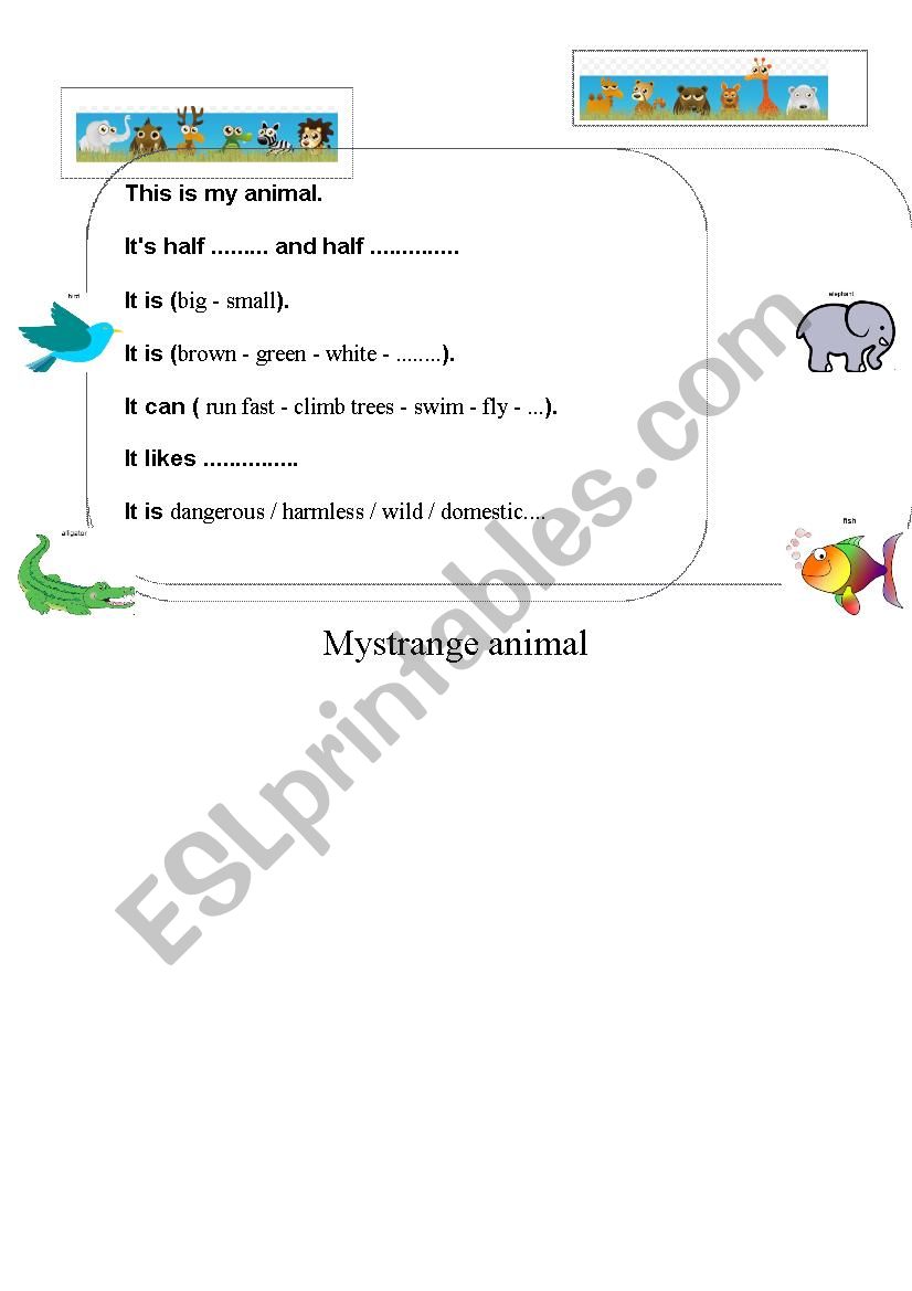 My Strange Animal worksheet