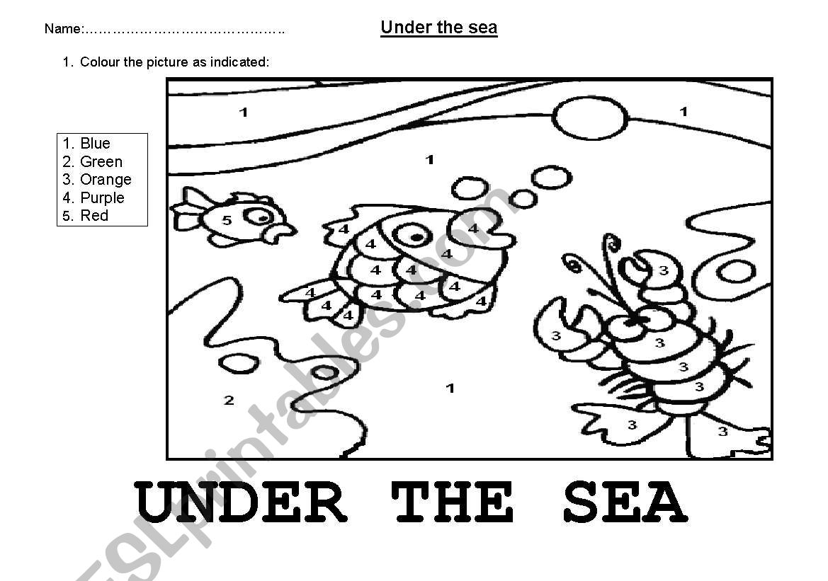 UNDER THE SEA worksheet