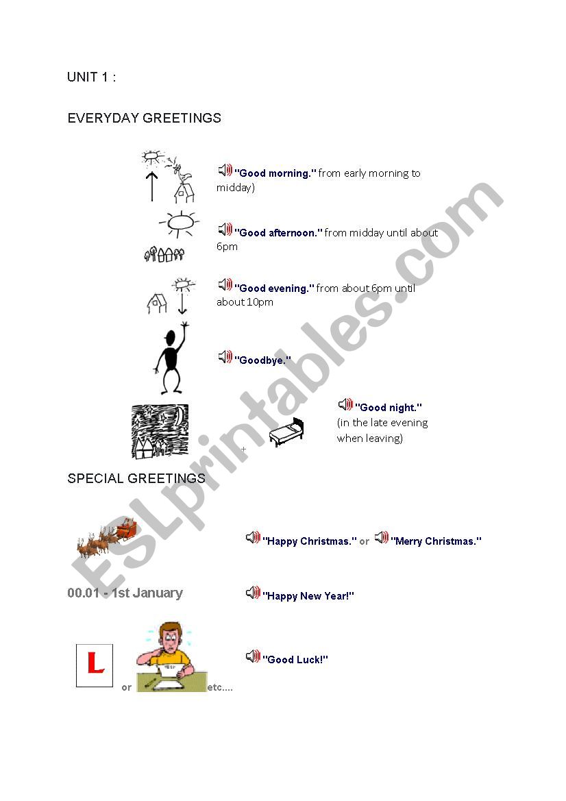 greeting  worksheet