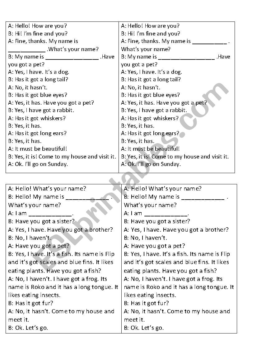 Have/has dialogues worksheet