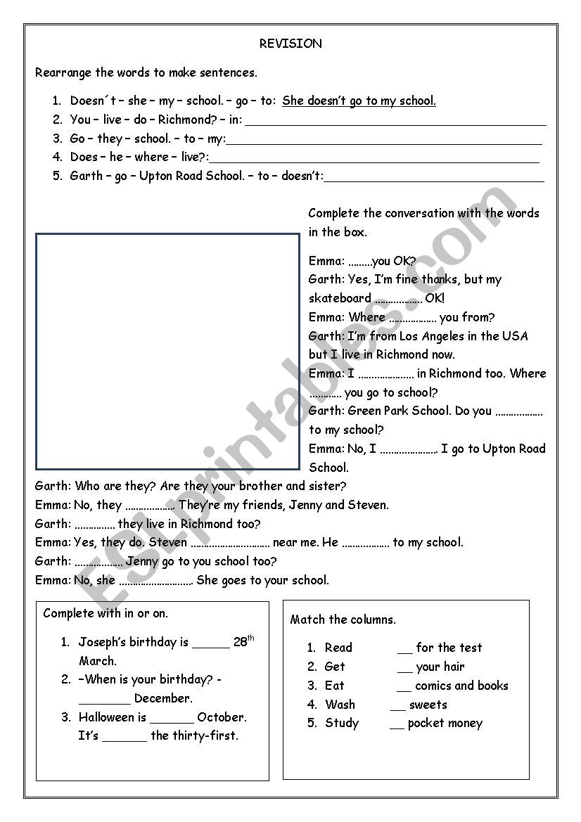 Revision worksheet