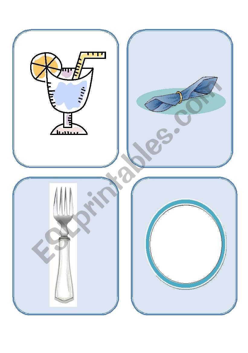 Cutlery Flash-cards worksheet
