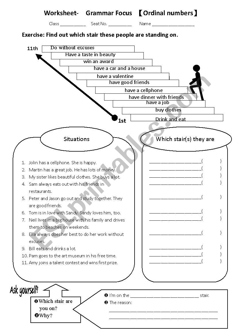 ordinal numbers worksheet