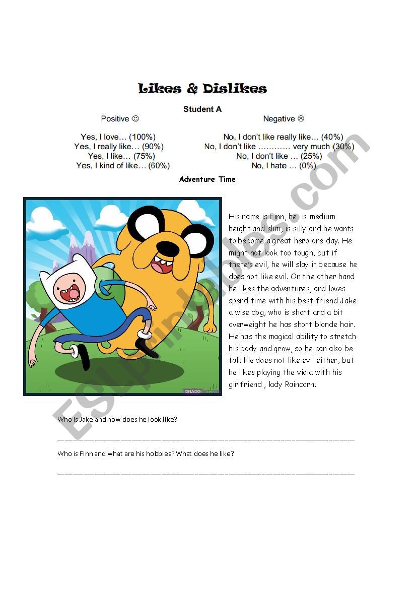 adventure time worksheet