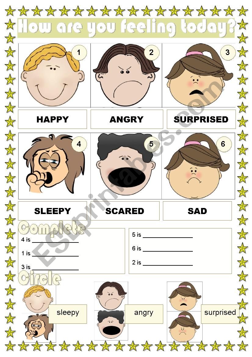 How are you feeling today? worksheet