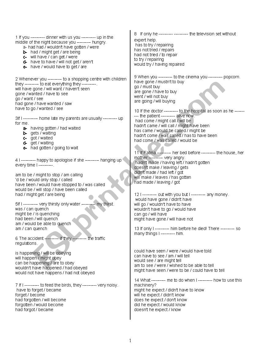 conditionals worksheet