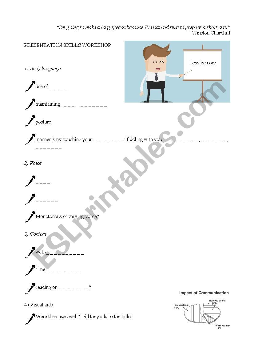 Presentation skills workshop worksheet