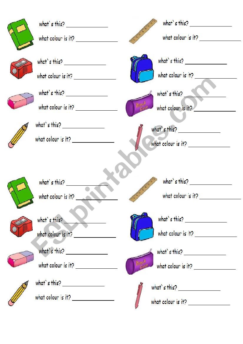 classroom objects worksheet