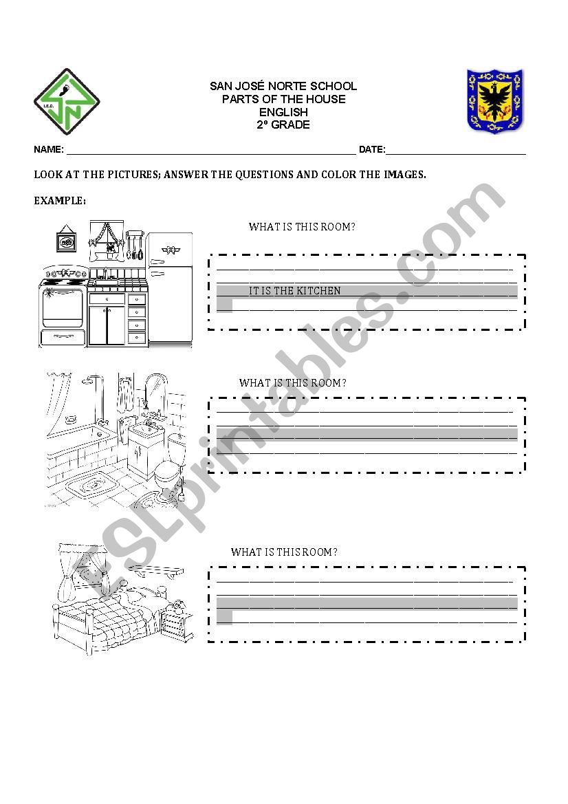 PARTS OF THE HOUSE worksheet