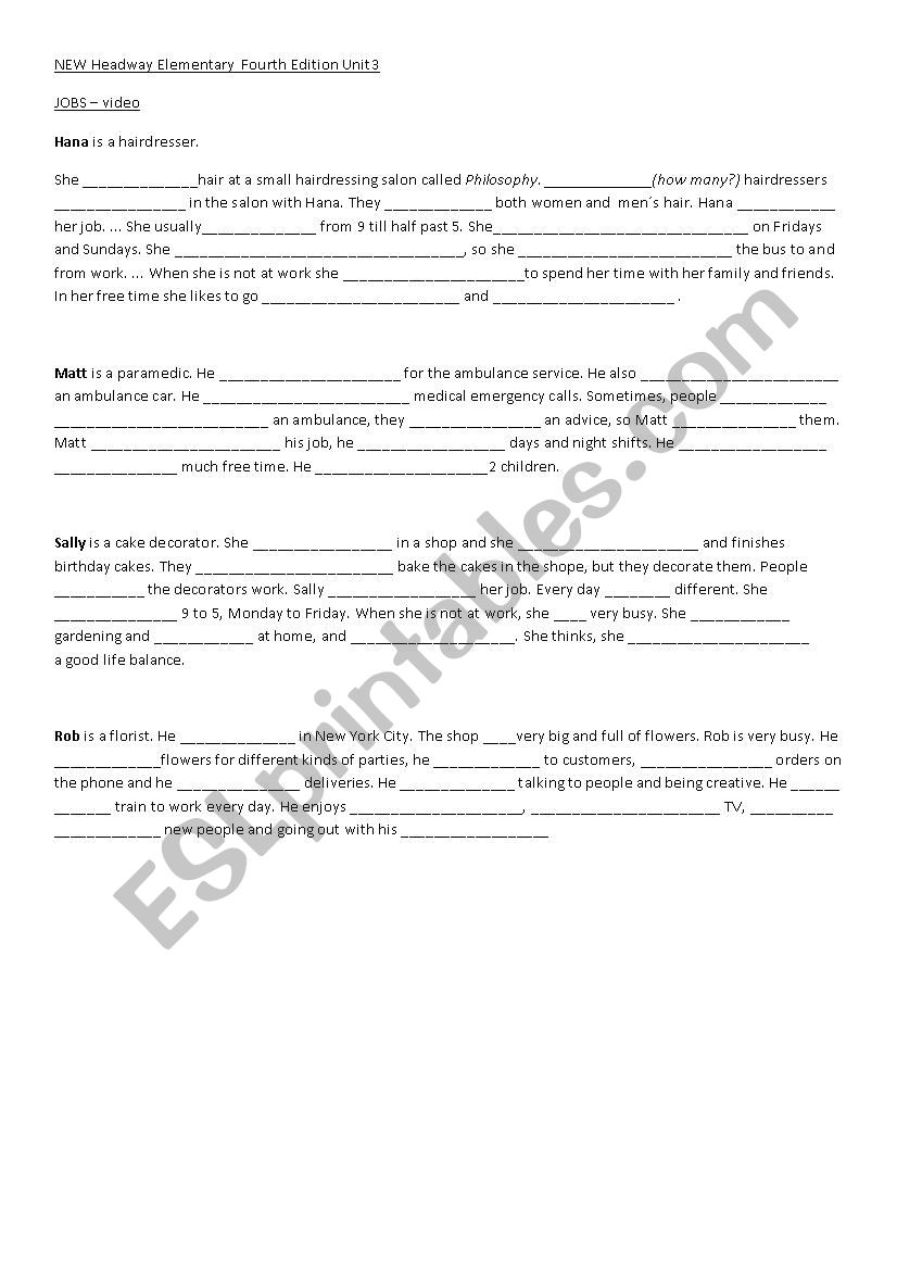 Movie worksheet jobs worksheet
