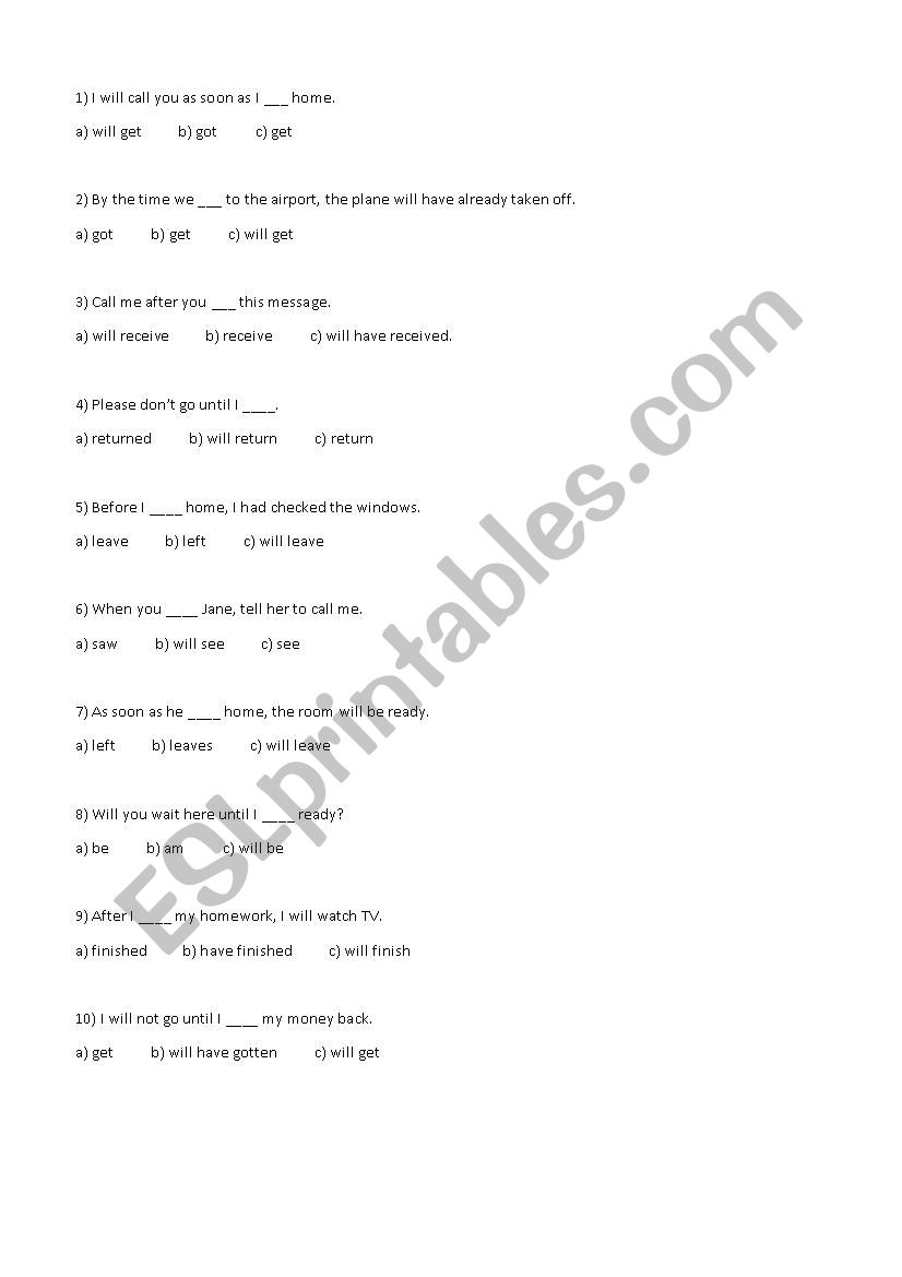 Clauses of Time - Quiz worksheet