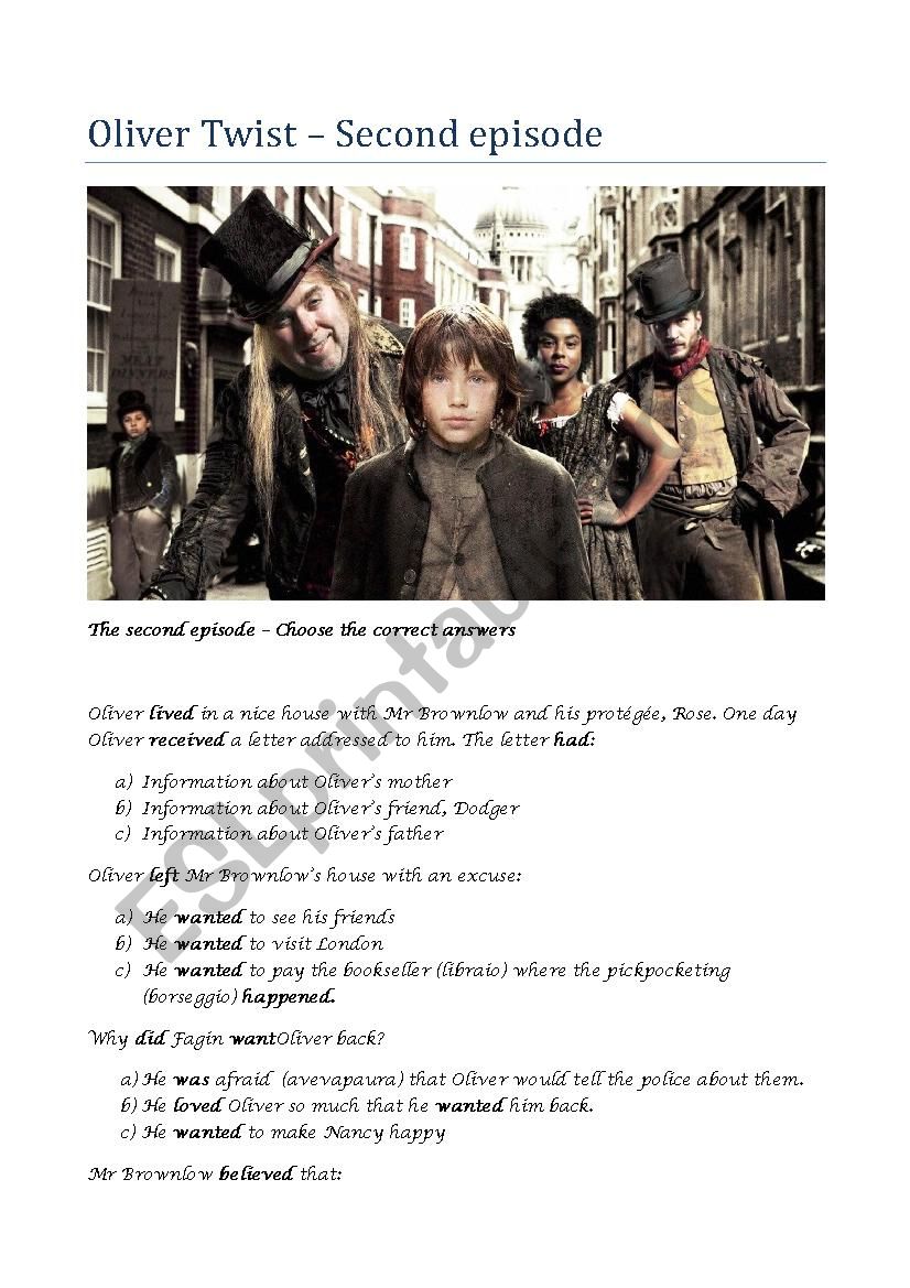 Oliver Twist worksheet