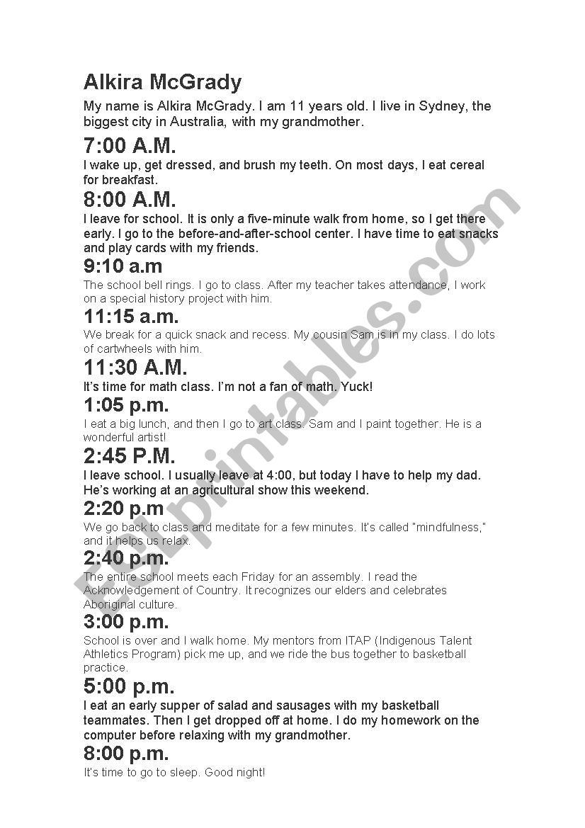 daily routines worksheet