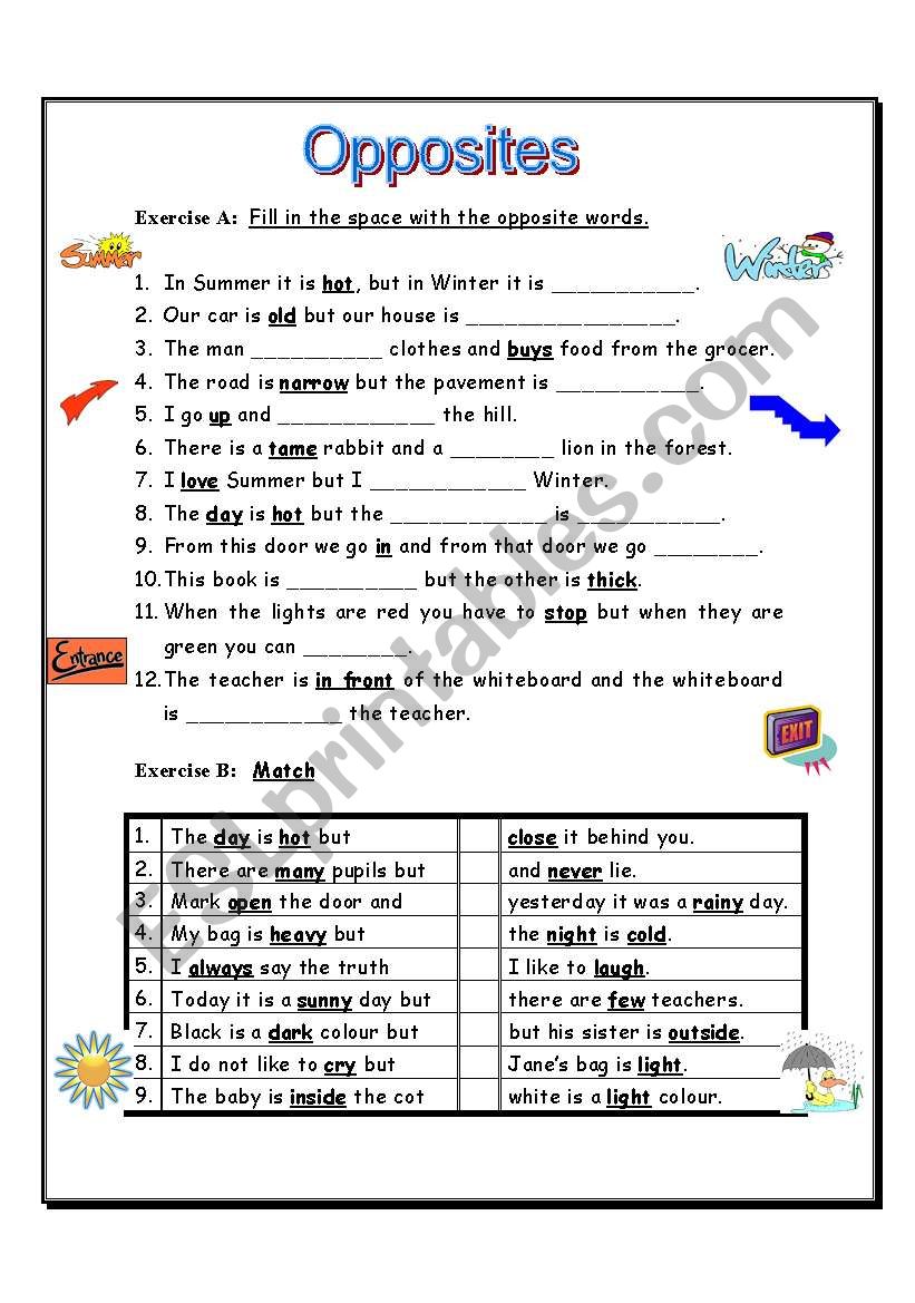 opposites worksheet