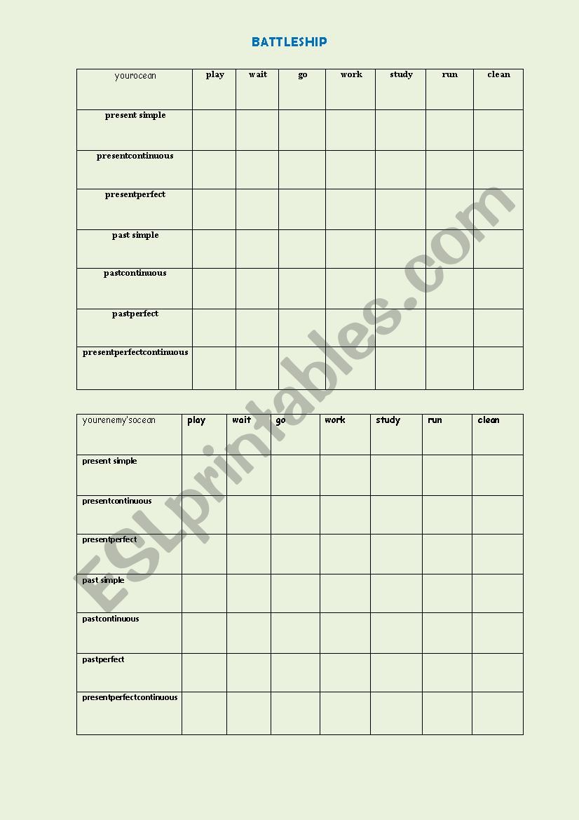 battleship worksheet