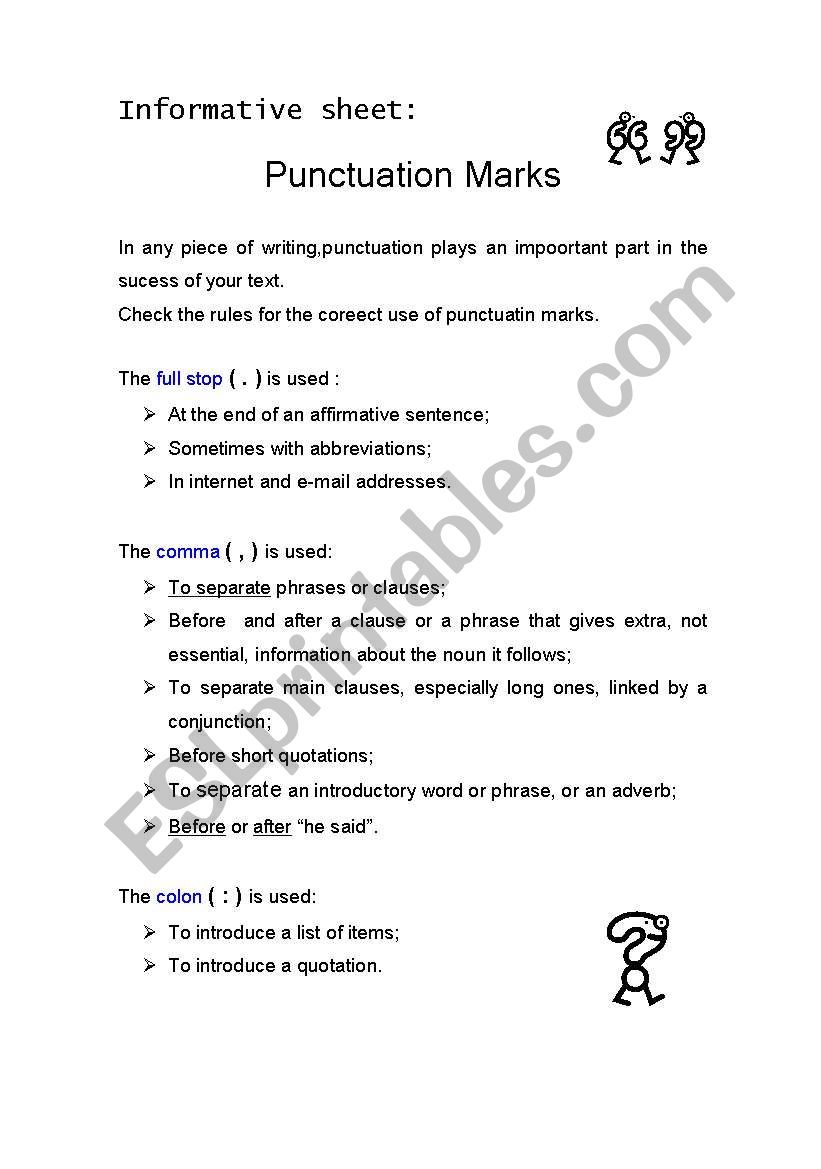 Punctuation Marks worksheet