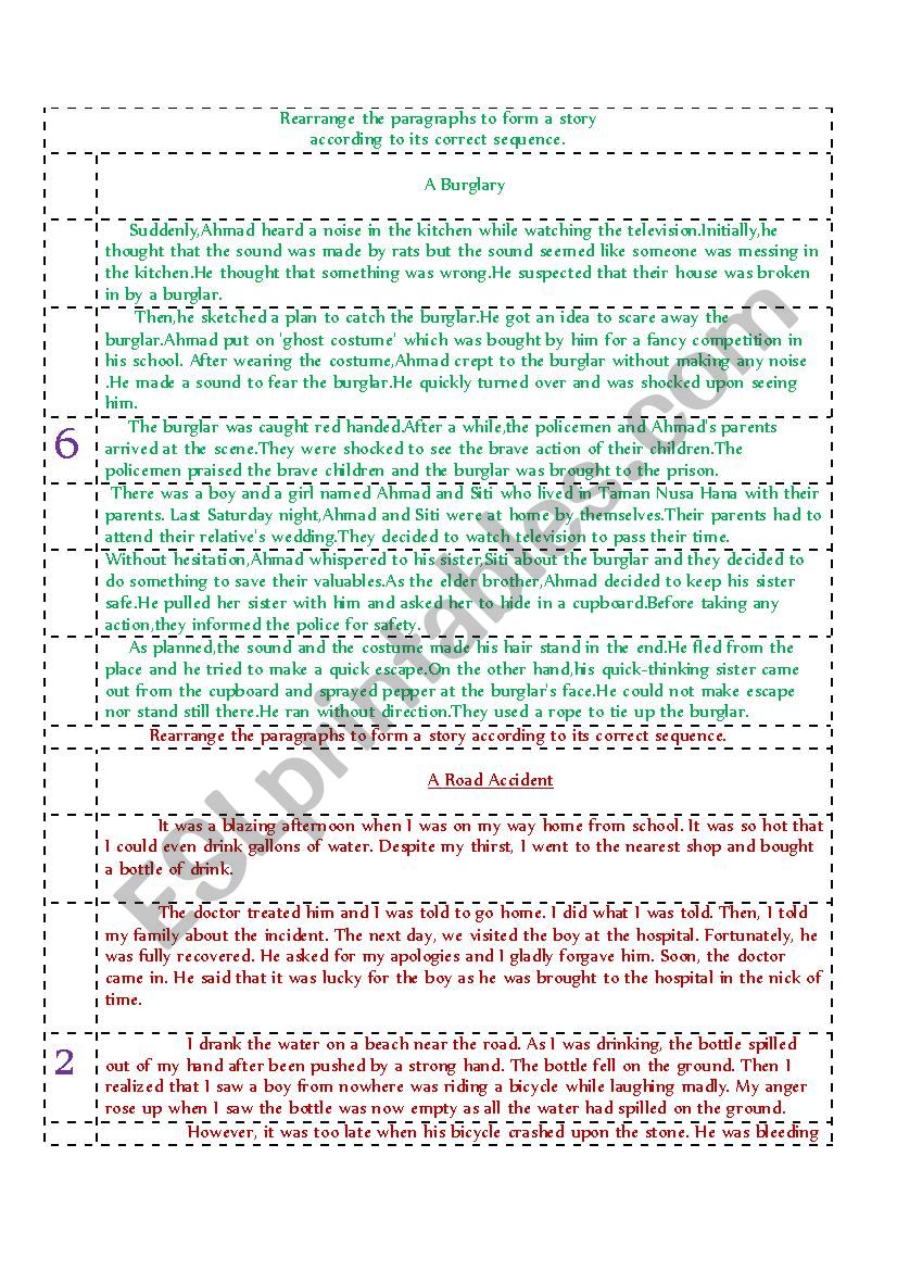 JUMBLED UP PARAGRAPHS worksheet