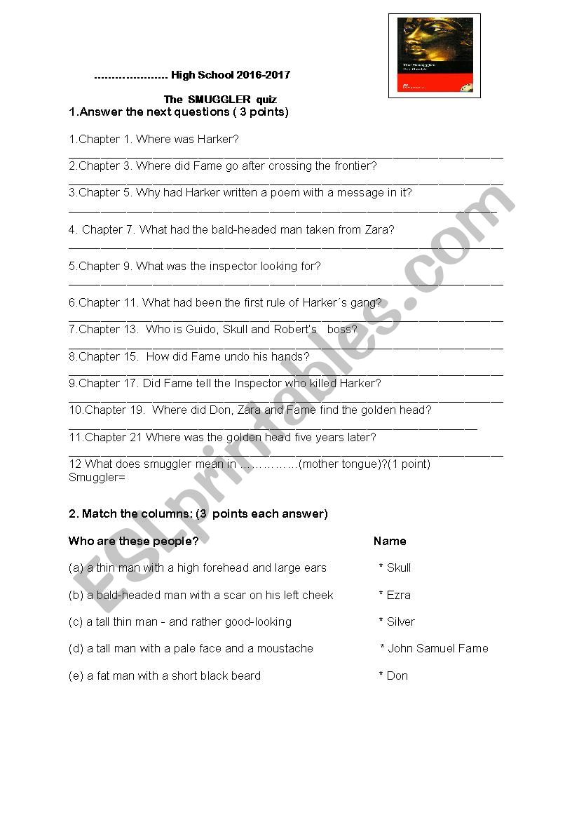 The smuggler QUIZ on worksheet