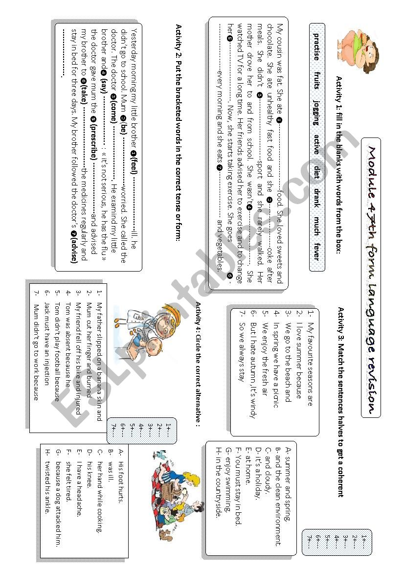 language revsion 7th form  worksheet