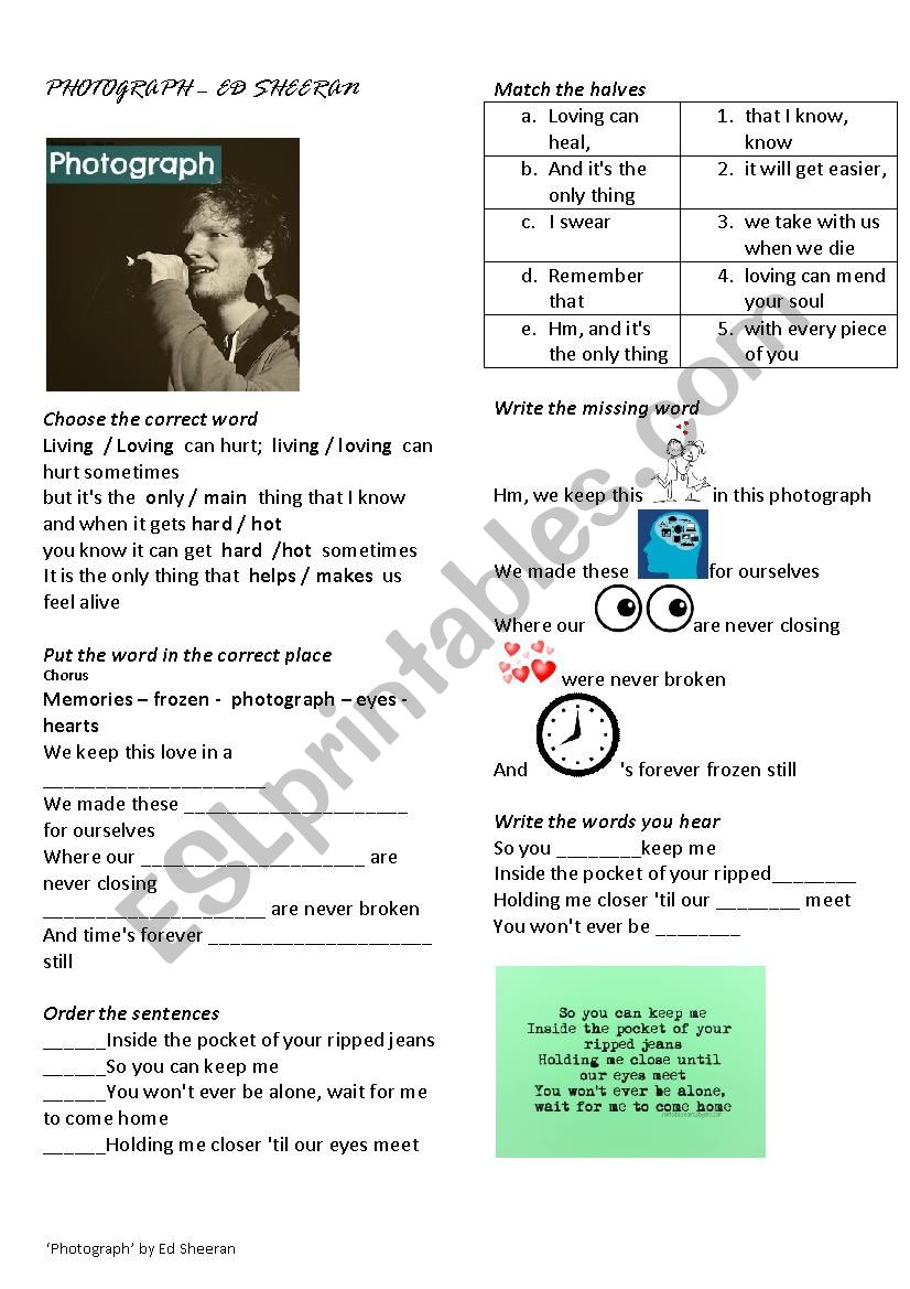 photograph worksheet