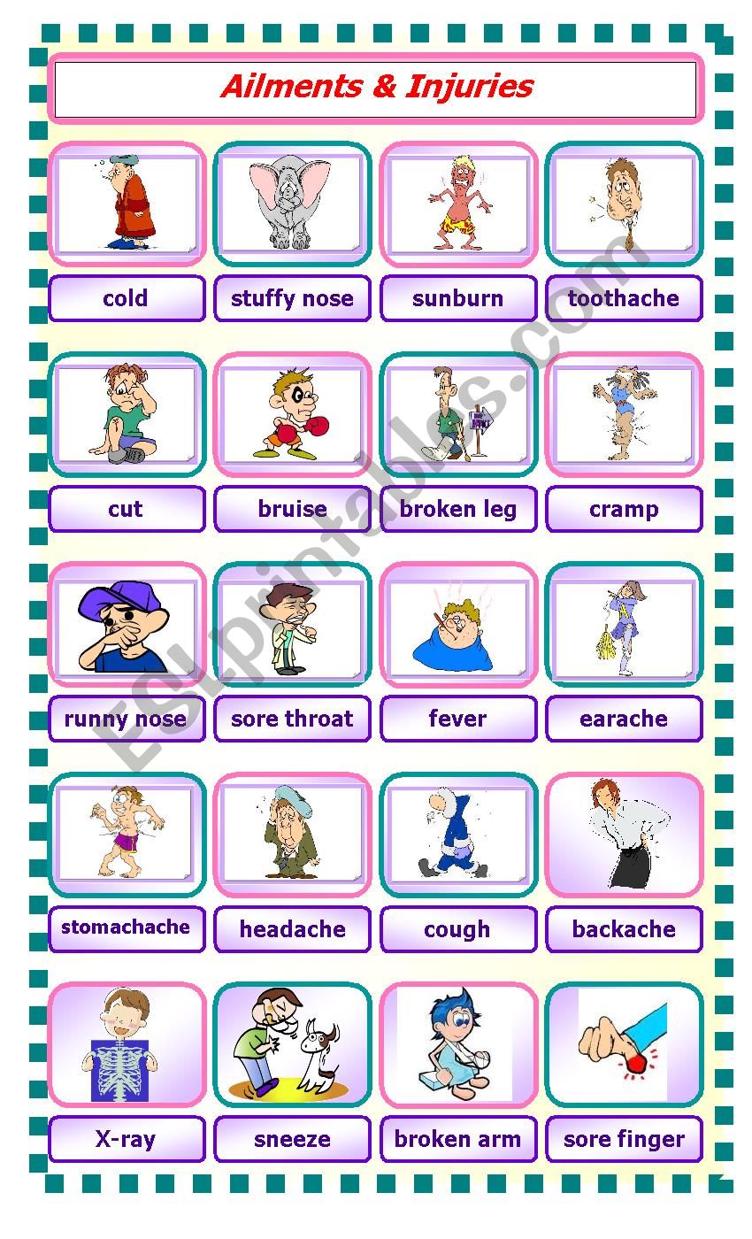 Ailments & Injuries Pictionary