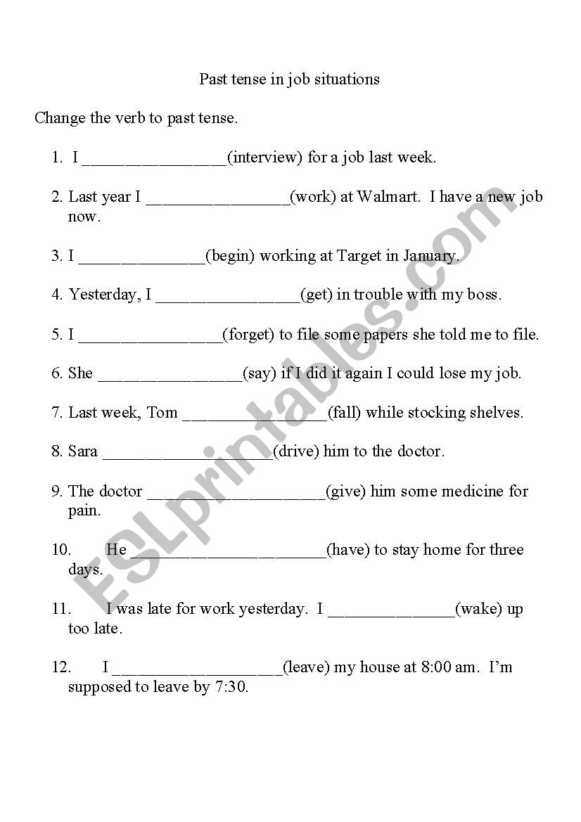 Using the simple past in sentences related to work