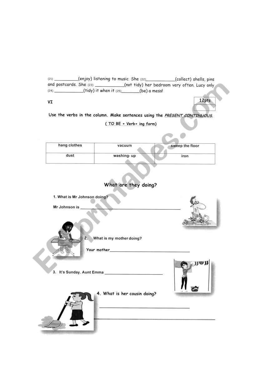 Present continuous worksheet