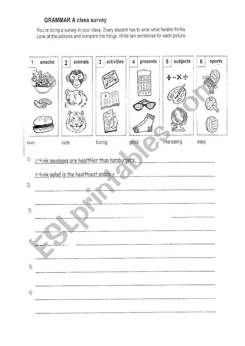 adjectives, comparatives worksheet