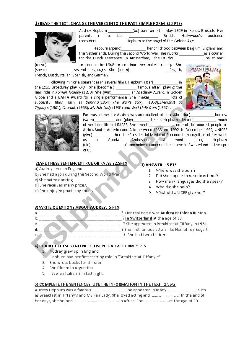 PAST - BIOGRAPHY worksheet