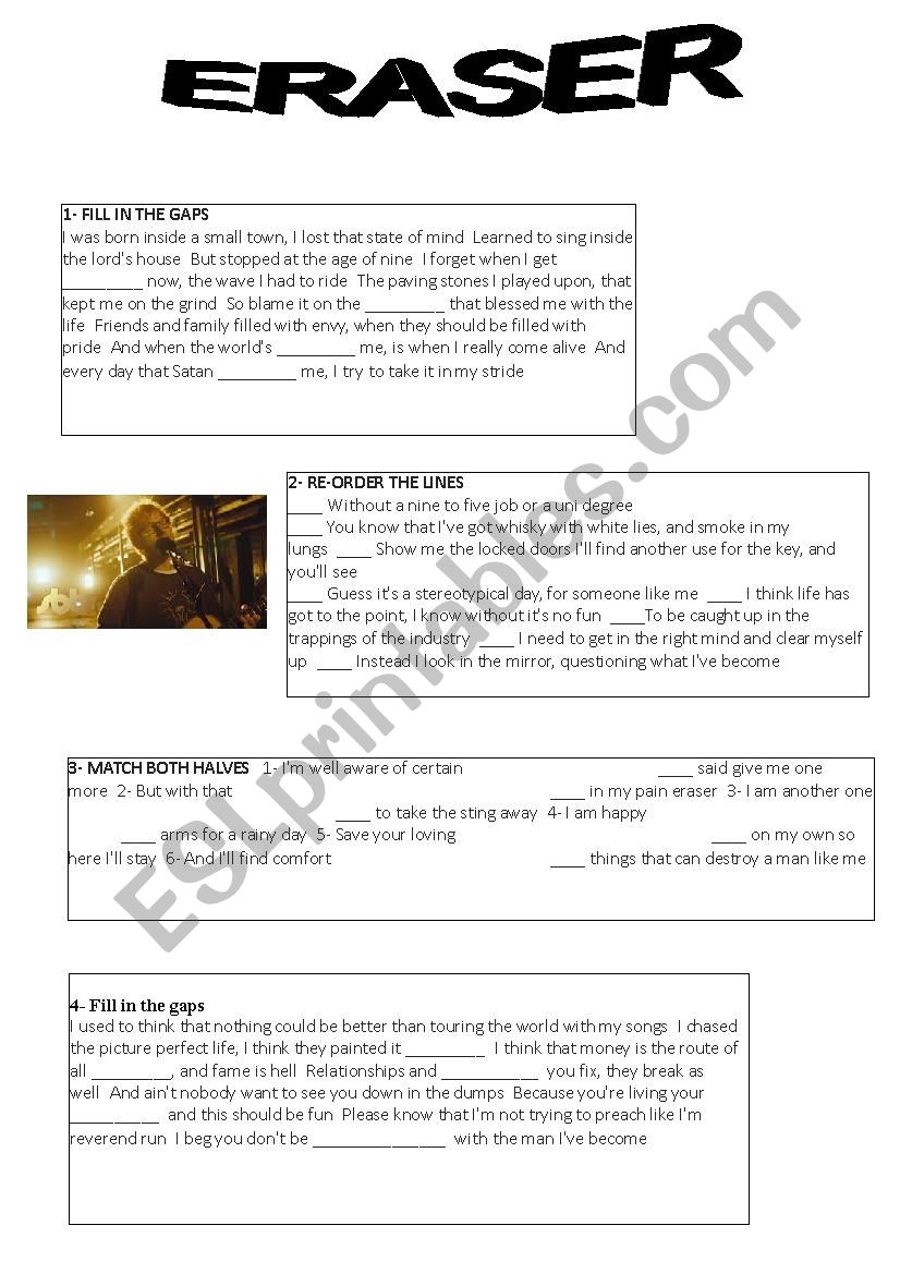 ERASER, ED SHEERAN worksheet