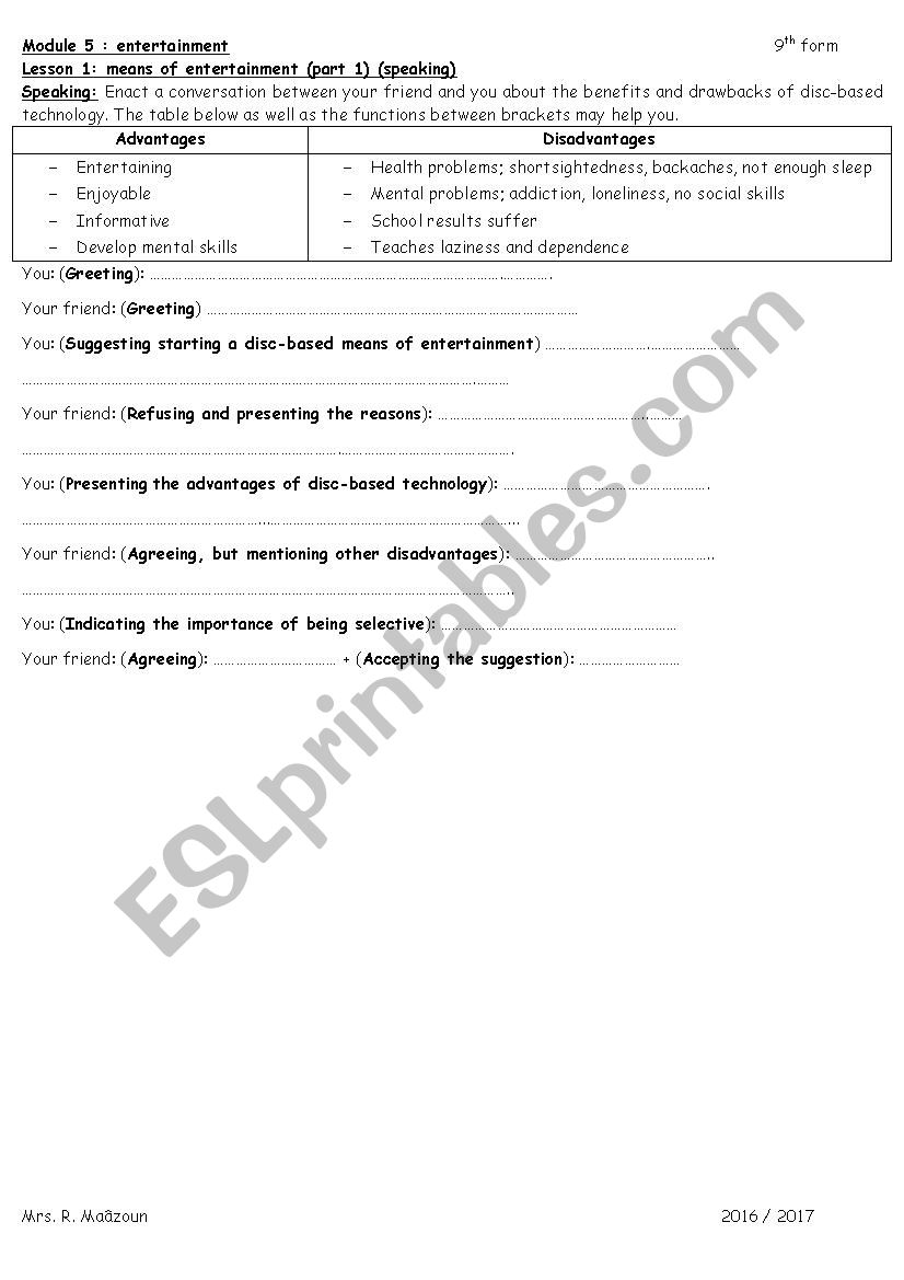 module 5 lesson 1 means of entertainment part 1