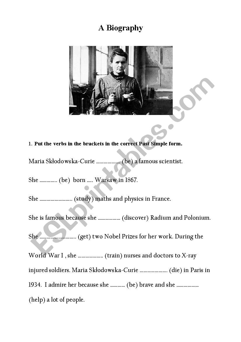 Maria Skłodowska-Curie - a biographical note.