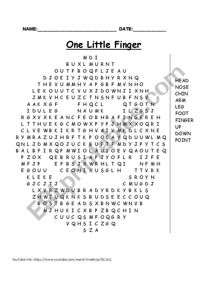 One Little Finger worksheet