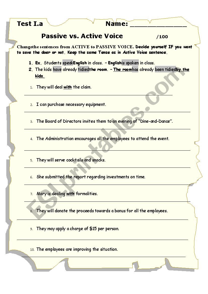 Test on Passive Voice - Business English