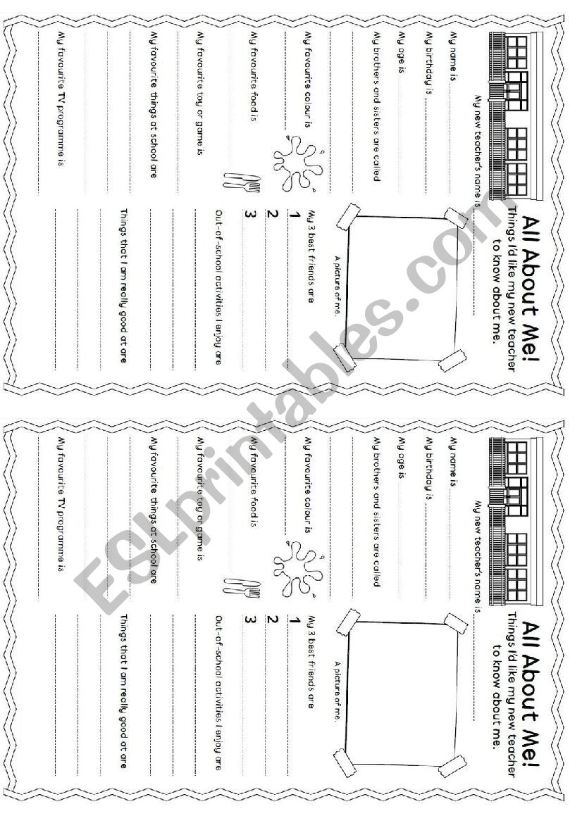 Personal information worksheet