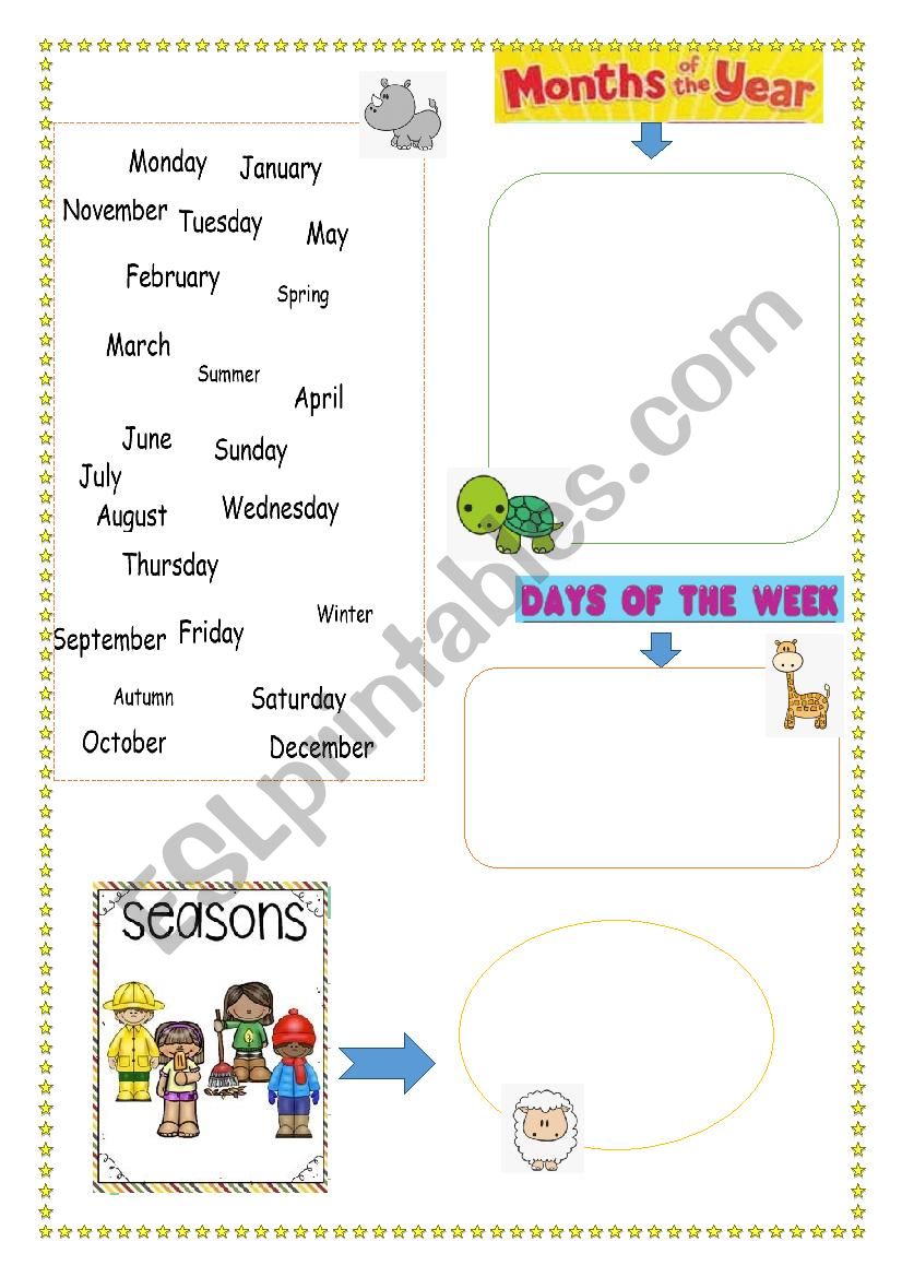 Days Months Seasons worksheet