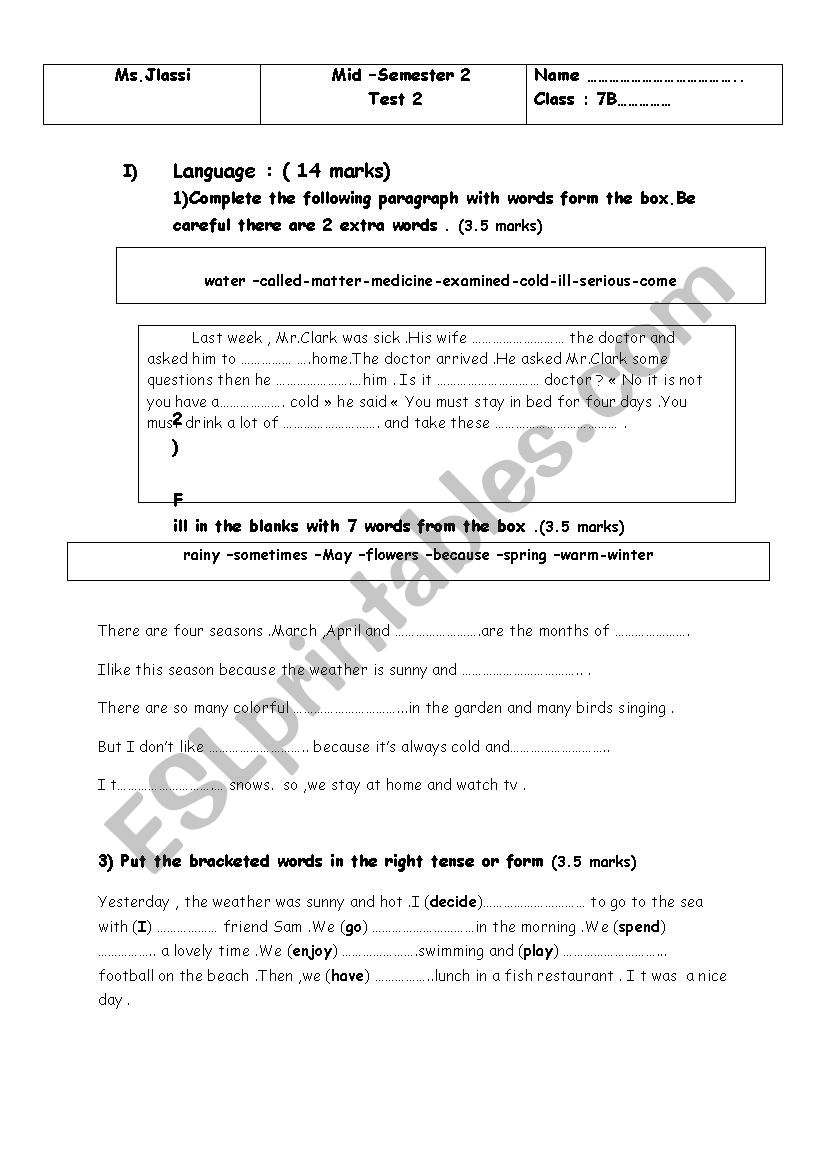 Mis Semester Test n2 worksheet